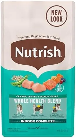 nutrish indoor complete dry cat food chicken lentils salmon recipe rachael ray 3 lb bag